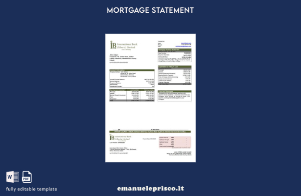 stile verificato Estratto conto ipotecario della Liberia International Bank Libe